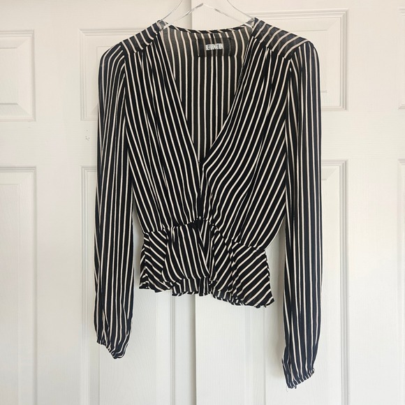 Reformation Black and White Striped Blouse - Picture 4 of 9